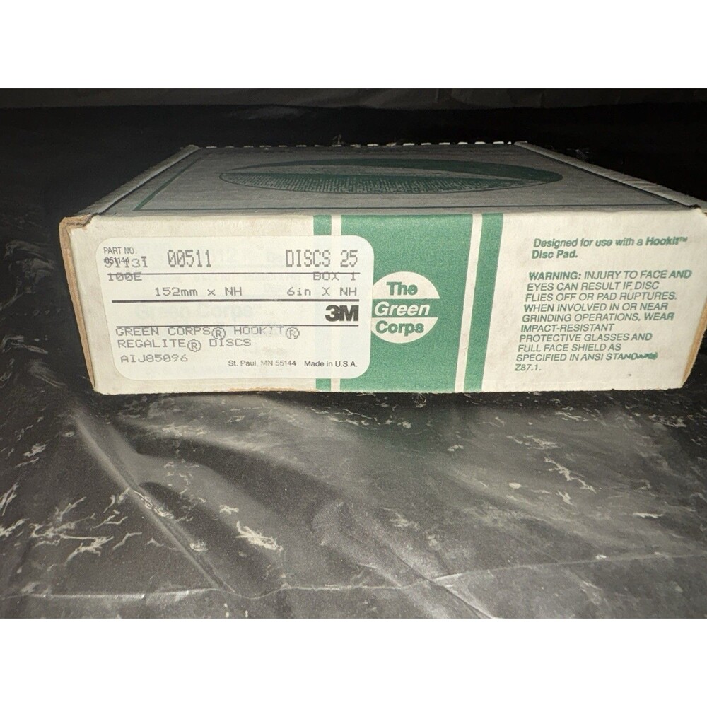 3M Green Corps Hookit Regalite Discs 6" – 99431 – 25 Pack – New